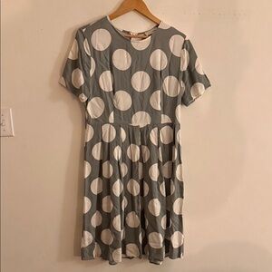 Ces Femme Gray and White Polka Dot Mini Dress